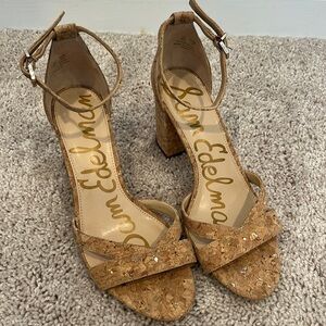 Sam Edelman Omar Natural Metcork Buckle Heels